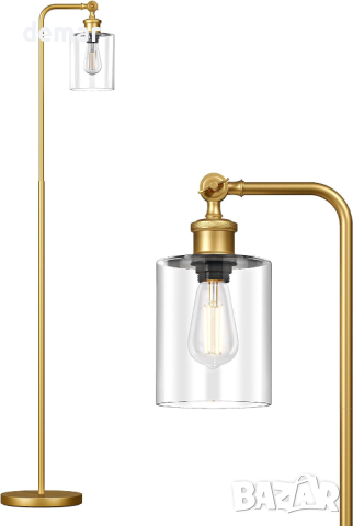 Индустриална подова лампа EDISHINE, 160 см със стъклен абажур, LED,Е27, снимка 1 - Лампиони - 44516671