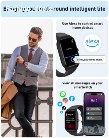 Нов Смарт часовник за мъже фитнес тракер за Android iOS смартфон, снимка 4 - Смарт гривни - 40775164
