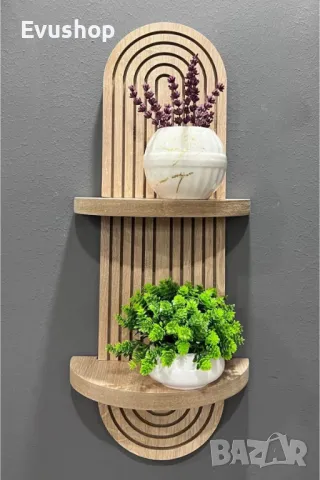 Дъбова Декоративна Стенна Етажерка 54x20 см