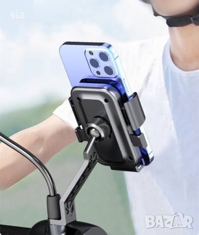 Поставка за телефон за мотор, скутер или велосипед, монтаж на огледала, снимка 3 - Аксесоари и консумативи - 44680125