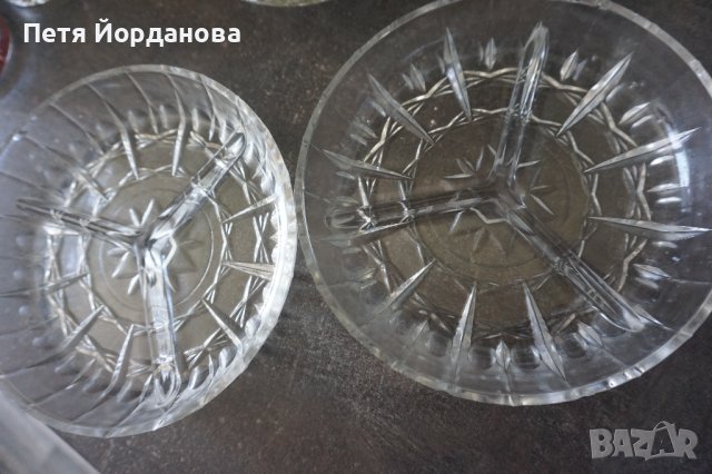 Кристални чинии ретро, тройно разделение, снимка 1