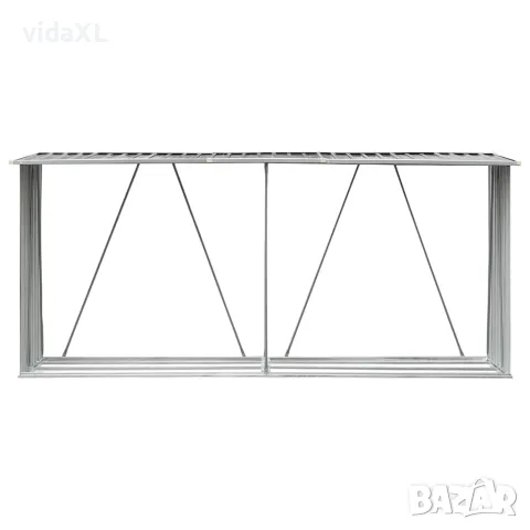 vidaXL Навес за дърва, поцинкована стомана, 330x84x152 см, сив, снимка 3 - Дърва за огрев - 56147614