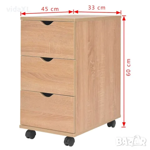 vidaXL Контейнер с чекмеджета, 33x45x60 см, дъб, снимка 5 - Скринове - 56146358