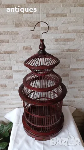 Стар китайски дървен кафез - ръчна изработка - рядък модел - 19в., снимка 2 - Антикварни и старинни предмети - 50190367