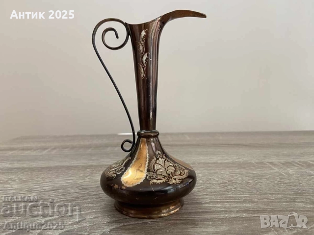 Елегантен винтидж бронзов кана с орнаментирана декорация, снимка 2 - Антикварни и старинни предмети - 51456433