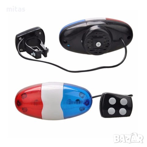 Детска предна LED светлина + Полицейска сирена за велосипед, снимка 4 - Аксесоари за велосипеди - 41529510