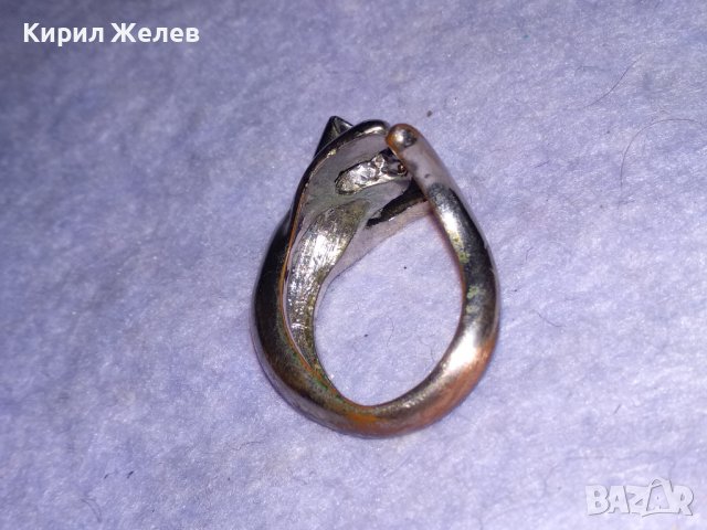 СТАР МЕДЕН НИКЕЛИРАН ФИГУРАЛЕН ВИНТИДЖ АРТ ПРЪСТЕН КОТЕ 38736, снимка 14 - Пръстени - 41761506