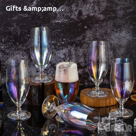 Комплект чаши за бира - стъкло с хамелеон ефект, снимка 2 - Чаши - 41381339