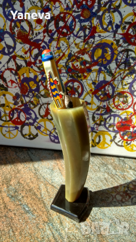 Стара поставка за химикалки от рог , снимка 2 - Други - 36172474