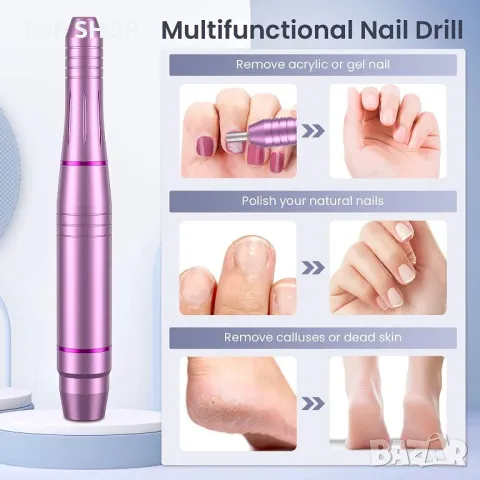 Професионални пили за нокти 20 000 RPM,11 свредла,комплект за маникюр и педикюрс регулируема скорост, снимка 8 - Маши за коса - 48647772