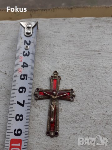Стар бронзов кръст с емайл, снимка 6 - Антикварни и старинни предмети - 39943472