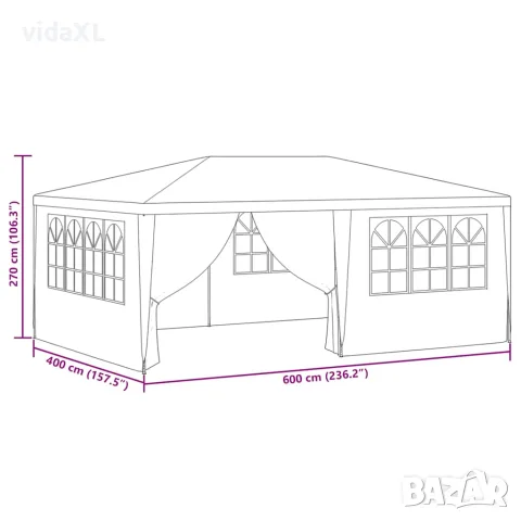 vidaXL Професионална парти шатра със стени 4x6 м синя 90 г/м², снимка 10 - Къмпинг мебели - 56147625