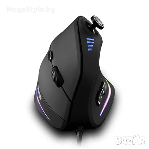 Ергономична вертикална геймърска мишка Zelotes C-18 (Кабелна, RGB, 11 бутона)