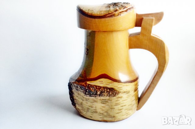 Дървена халба за бира с елен., снимка 1