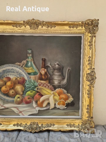 Превъзходна антикварна белгийска авторска майсторска картина масло върху платно , снимка 4 - Антикварни и старинни предмети - 50644510