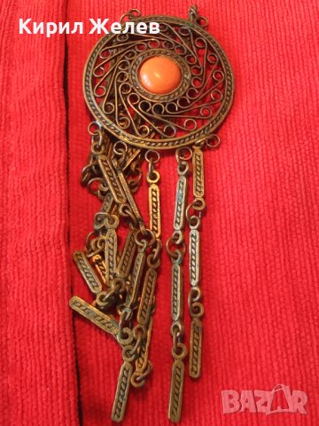 СТАРА СКЪПОЦЕННА ОРНАМЕНТИРАНА ОГЪРЛИЦА МАСИВЕН БРОНЗ с ШЛИФОВАН ЧЕРВЕН КОРАЛ АРТ ДЕКО БИЖУ 26927, снимка 18 - Антикварни и старинни предмети - 34896286