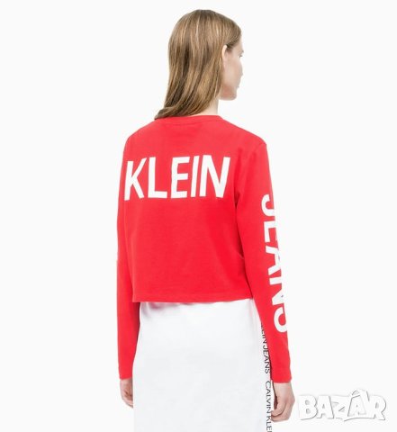 Calvin Klein Jeans Logo Оригинална Дамска Тениска Блуза XS, снимка 4 - Блузи с дълъг ръкав и пуловери - 40442083