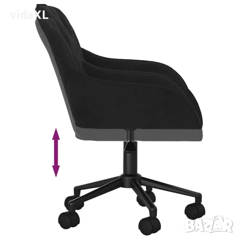 vidaXL Въртящ офис стол, черен, кадифе, снимка 6 - Столове за офис - 56147109