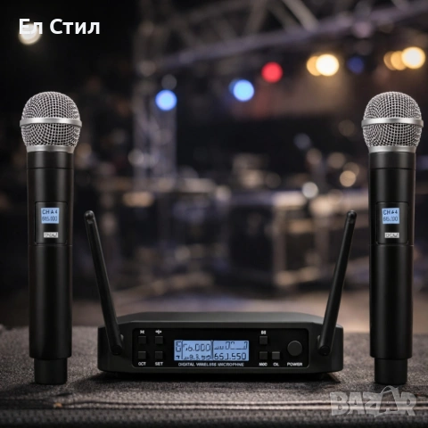 Комплект 2 броя безжични микрофони и UHF приемник с дисплей GLXD4, снимка 4 - Микрофони - 53804511