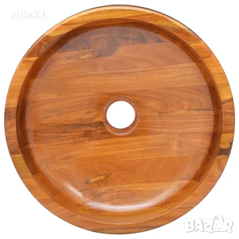 vidaXL Мивка, тиково дърво масив, Φ40x10 см, снимка 2 - Мивки - 56146836