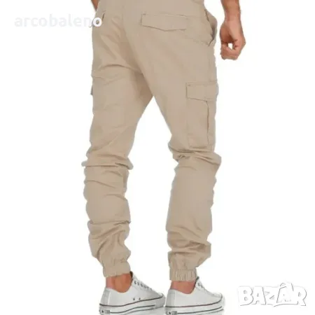 Мъжки едноцветни ежедневни панталони с джоб и шнур, 3цвята , снимка 3 - Панталони - 39449420