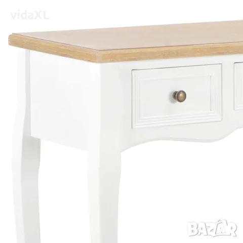 vidaXL Конзолна тоалетна маса с 3 чекмеджета, бяла, снимка 5 - Тоалетки - 56146514