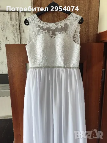дълга бяла булчинска рокля мл, снимка 1