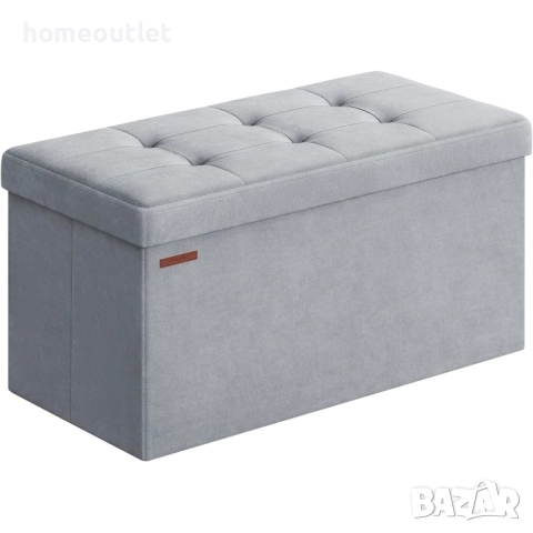 ПРОМОЦИЯ Сгъваема текстилна пейка с място за съхранение в сиво SONGMICS LSF247G02, снимка 2 - Ракли - 52704160