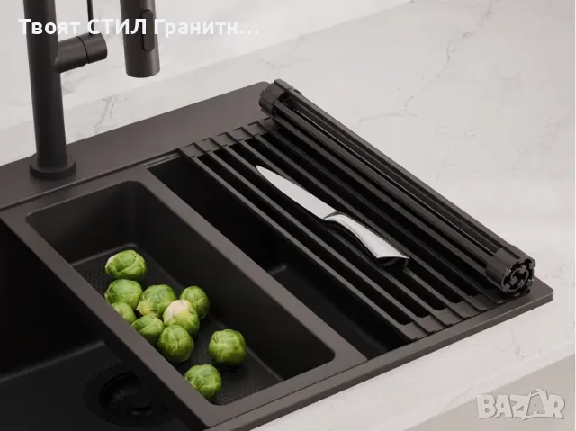 Кухненска Мивка от гранит модел Осло 60 XL 500 x 580 mm - Графит
