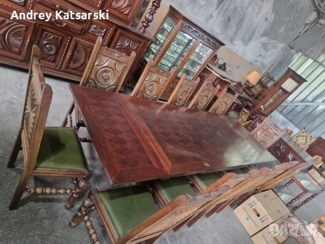 Много Красив и Стилен Комплект от Старинни Махагонови Мебели - Стил БАСК , снимка 12 - Други - 51878686