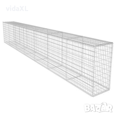 vidaXL Габионна стена с капак, поцинкована стомана, 600x50x100 см（SKU:142530, снимка 1