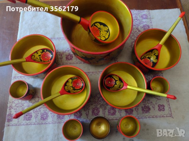 Стари руски дървени прибори и посуда, снимка 5 - Антикварни и старинни предмети - 41412596