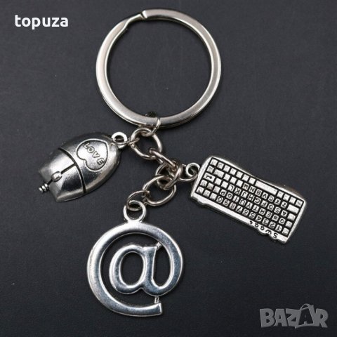 Метален хромиран ключодържател "мишка,клавиатура @"