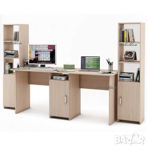 Бюро 175см. за двама и 2 етажерки с плавни врати(код-0927), снимка 4 - Бюра - 41145713