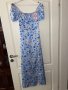 Нова етикет дълга синя буфан ръкав цепка  ежедневно елегантна рокля флорален принт  нежни цветя , снимка 2