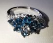 Елегантен сребърен 925 пръстен с родиево покритие и Натурални London Blue Топази и Циркони!, снимка 5
