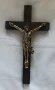 Дървен кръст със месингово разпятие, снимка 1