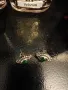 Ретро сребърни обеци с зелен оникс , снимка 5