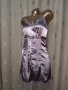 L Сатенена рокля в лилаво с пайети и воал, снимка 2