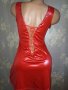Червена секси къса рокля от еко кожа М, снимка 11