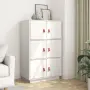 vidaXL Висок шкаф, бял, 67x40x108,5 см, борово дърво масив, снимка 3