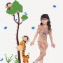 Жираф и маймунки на дърво метър за стена и мебел детска стая лепенка стикер самозалепващ, снимка 3