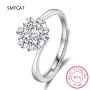 SMTCAT Сребърен Пръстен 925 Усукана Халка с 8мм Снежинка CZ, снимка 1