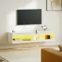 ТВ шкаф HOMCOM, нисък стенен шкаф за телевизор с RGB LED осветление в 16 цвята,, снимка 4