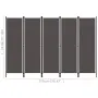 vidaXL Параван за стая, 5 панела, антрацит, 250x180 см, снимка 5