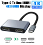 Нов преход от USB-C към 2хHDMI Splitter, снимка 1