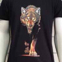 Нова мъжка тениска с дигитален печат Ходещ Вълк, Серия вълци, снимка 3 - Тениски - 40709129