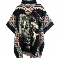 Автентичнo еквадорско унисекс вълнено пончо с индианец и вълк, различни цветове, снимка 11 - Блузи с дълъг ръкав и пуловери - 35847442