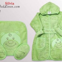 Комплект от 3 части с бродерия - детски халат с кърпа и чехли от памук, снимка 1 - Хавлии и халати - 39260801