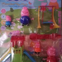 Peppa Pig Пепа Пиг и семейство на пързалка люлка парк пластмасови фигурки играчки украса торта игра, снимка 2 - Фигурки - 40240339